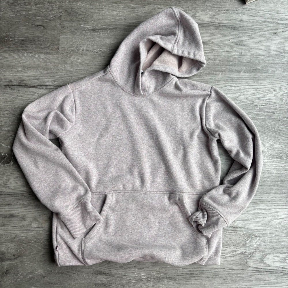 Athleta Girl Hoodie Pullover‎ Long Sleeve Pink Heather Fleece Lined  XL 14 tween